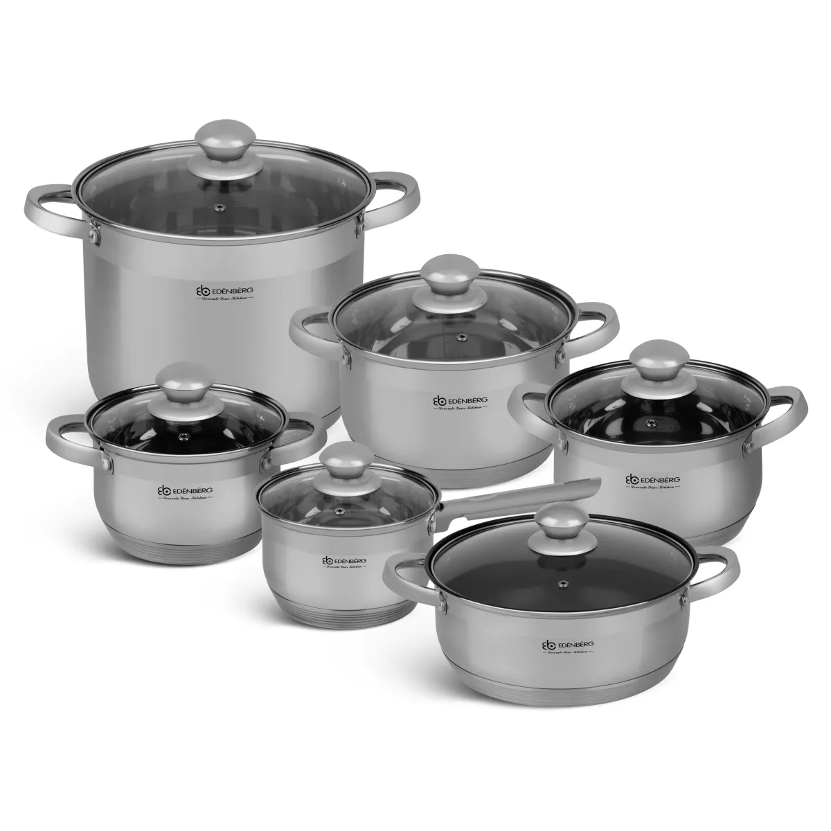 EDENBERG 12PCS STAINLESS STEEL COOKWARE SET EB-4010