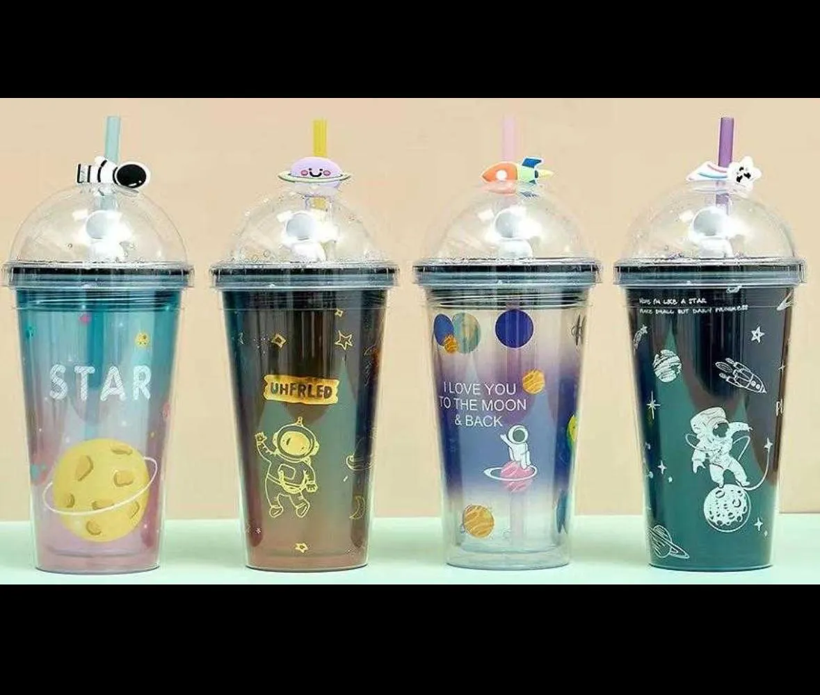 Astronaut Light-Up Double-Wall Straw Tumbler (450ml)