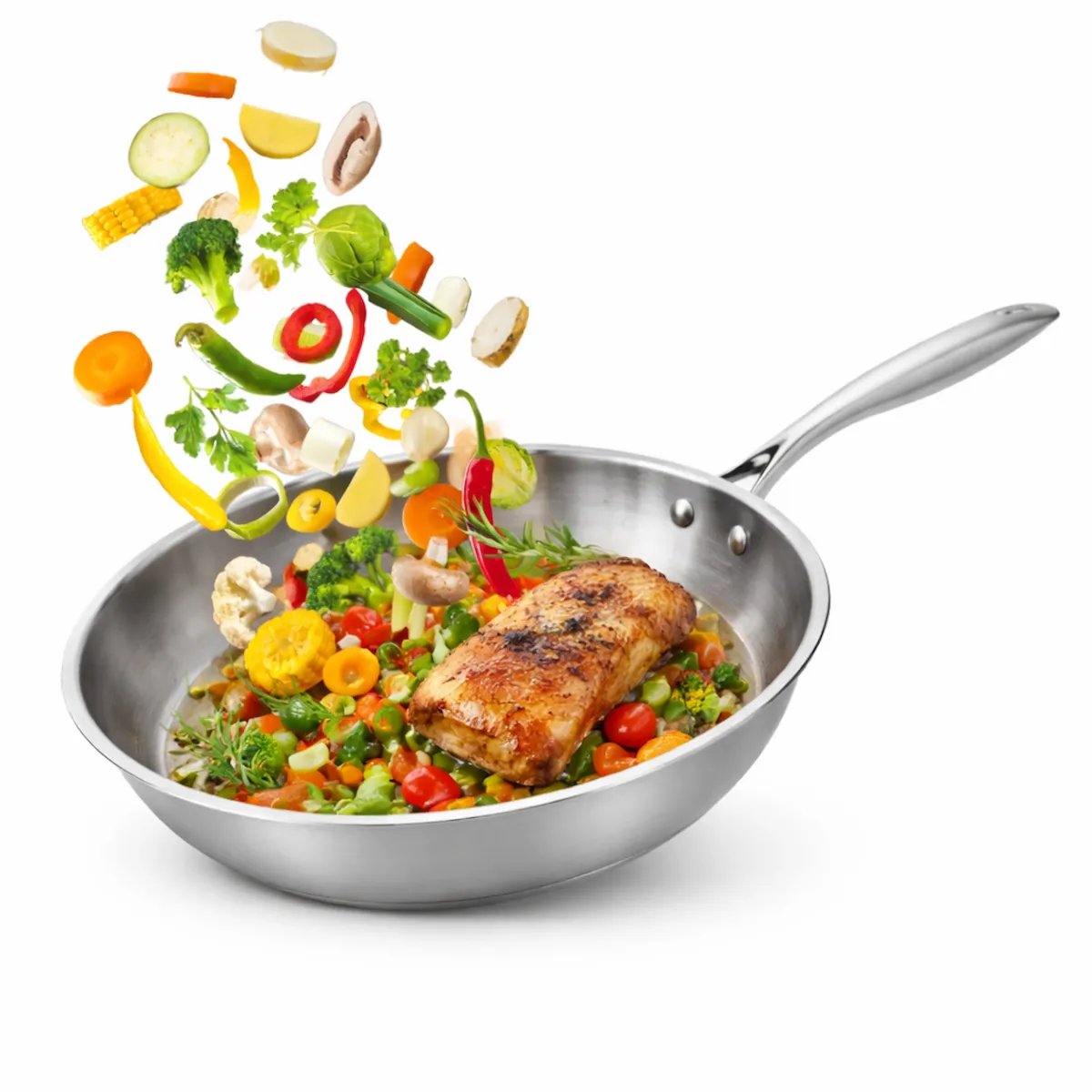 Edenberg Steel frying pan 28 cm three-layer stainless steel gas induction EB-7665