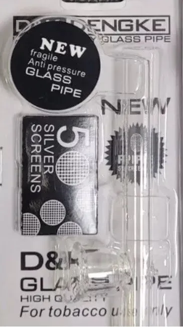 D&H Anti-Pressure Glass Pipe with 5 Silver Screens KDM0858
