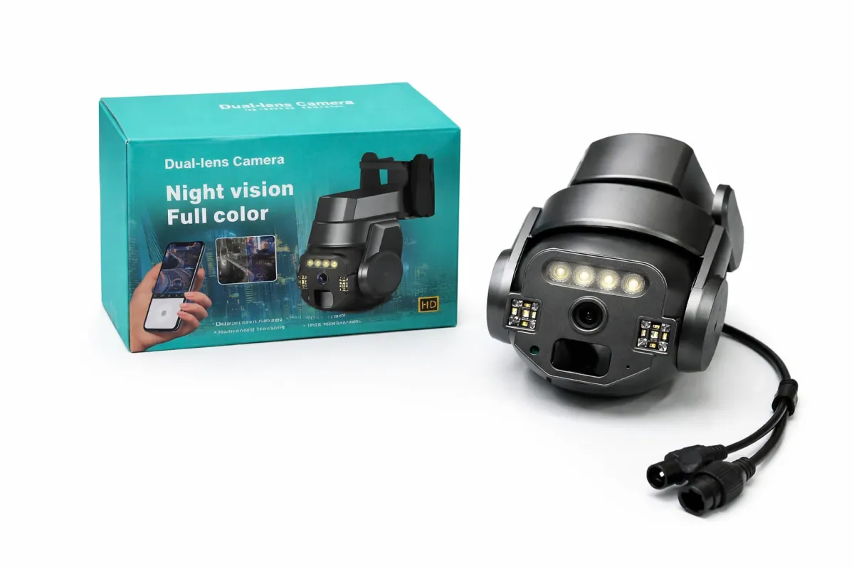 HD Security Camera with Dual Lens and Full Color Night Vision