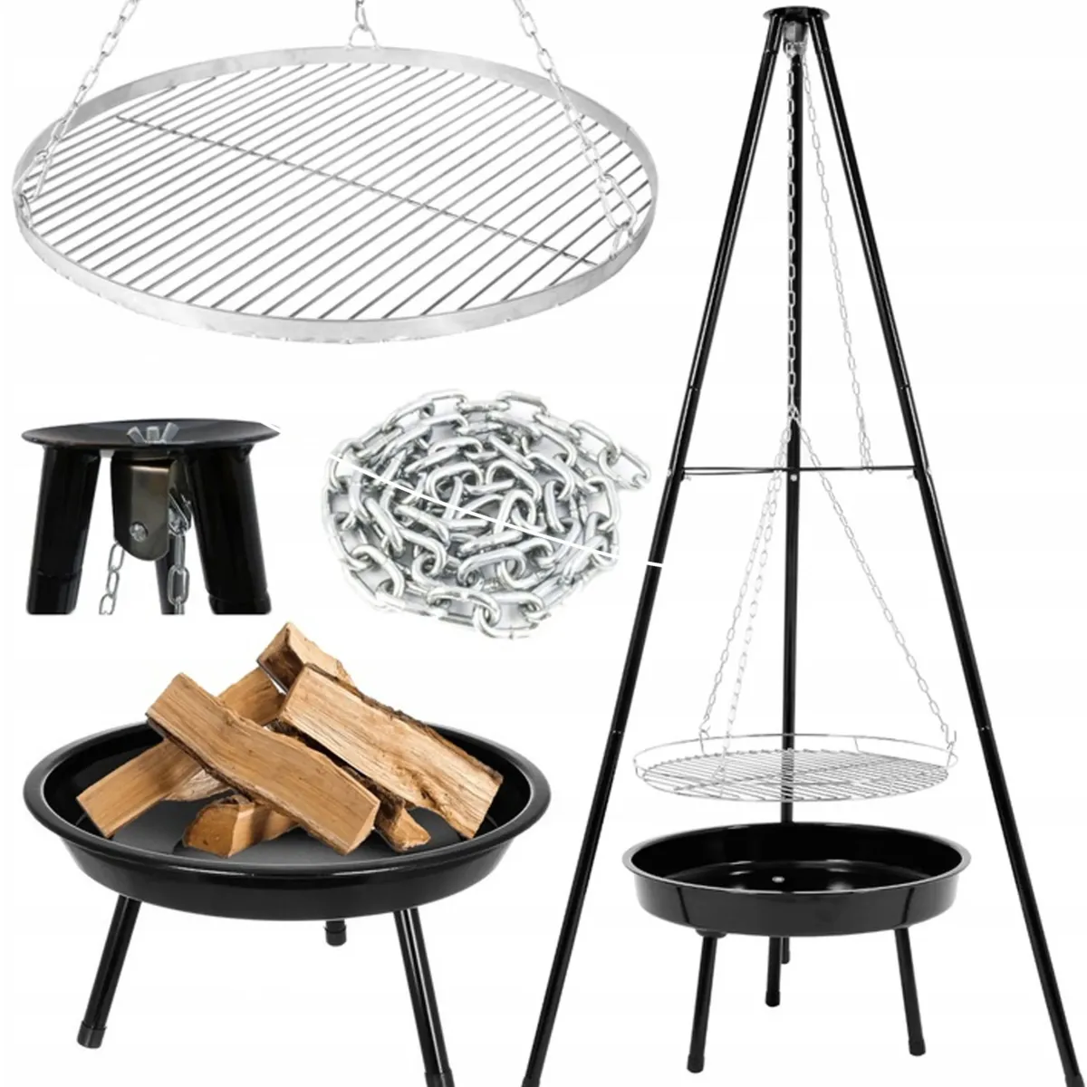 Tripod Hanging Barbecue Grill + Garden Fire Pit | BX-3261