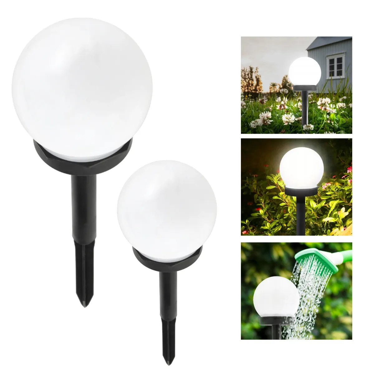 2 pcs Solar Powered Led Light ball White Medium - SL1137