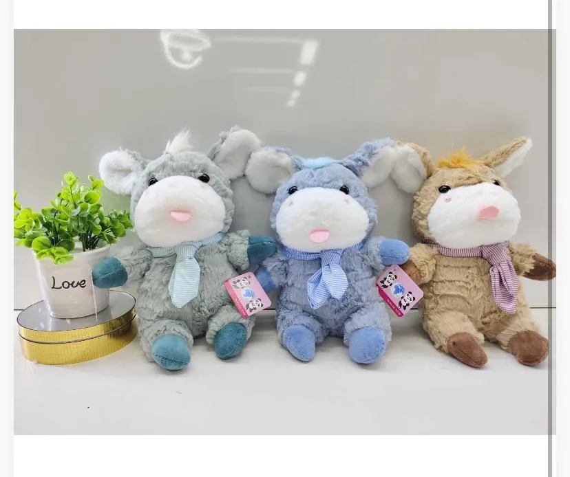 Sitting Donkey Plush Toys with Scarf