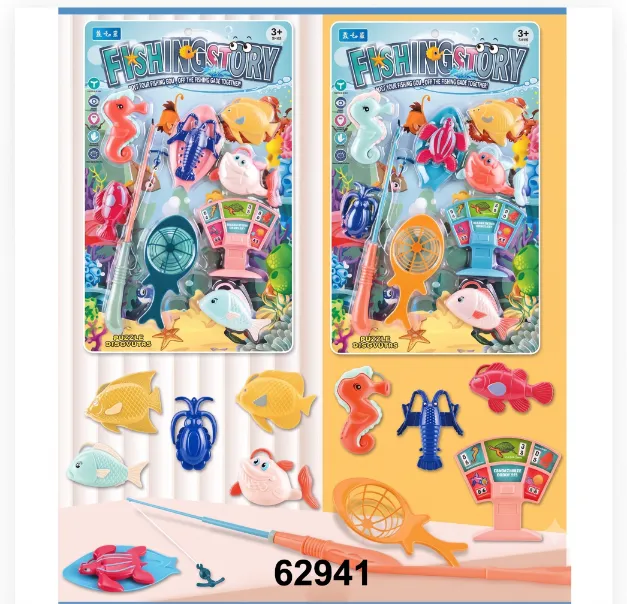 Educational Magnetic Fishing Playset with Card Stand ("Fishing Story")