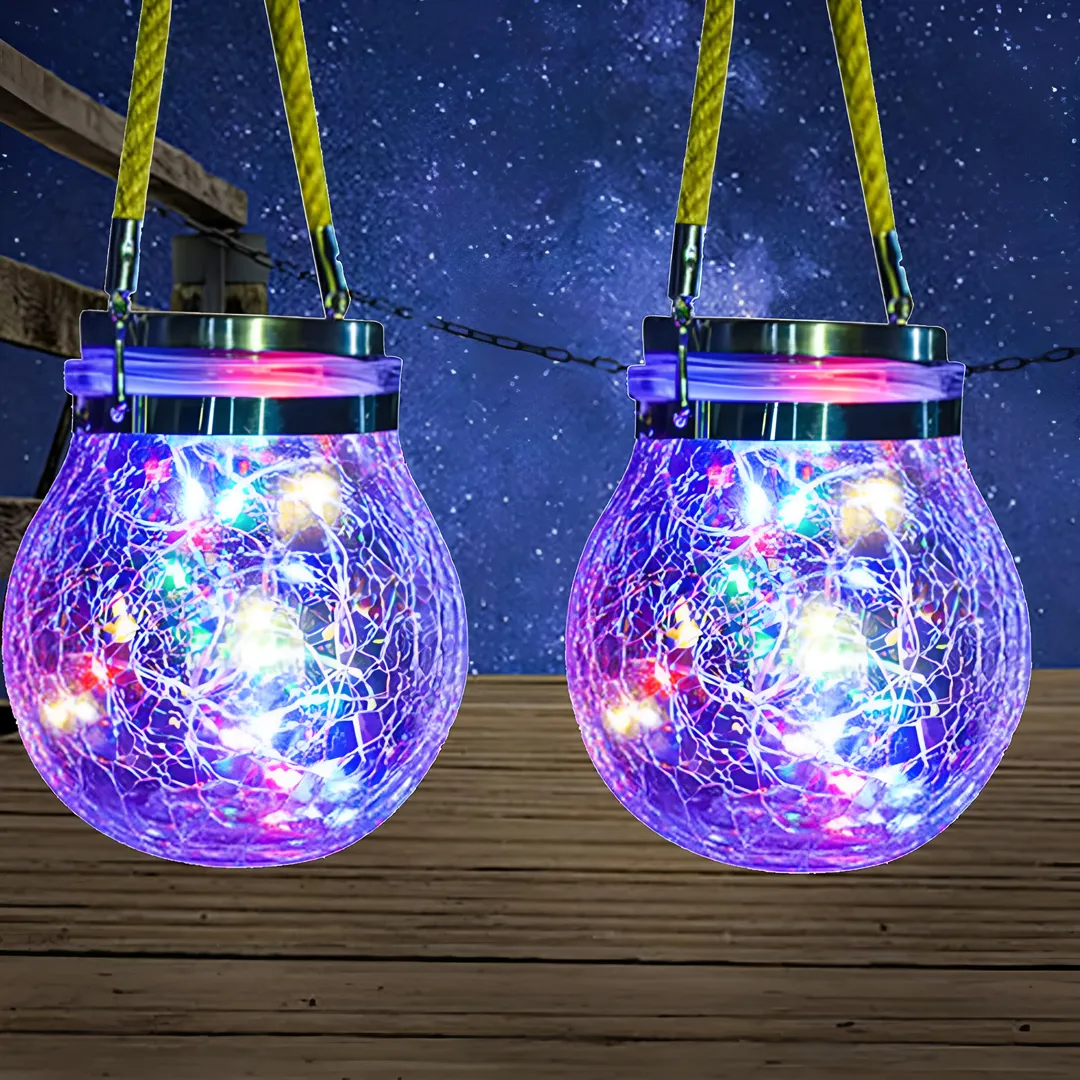 Solar Cracked Glass Ball Hanging Lamp RGB 1 pcs - SL1184