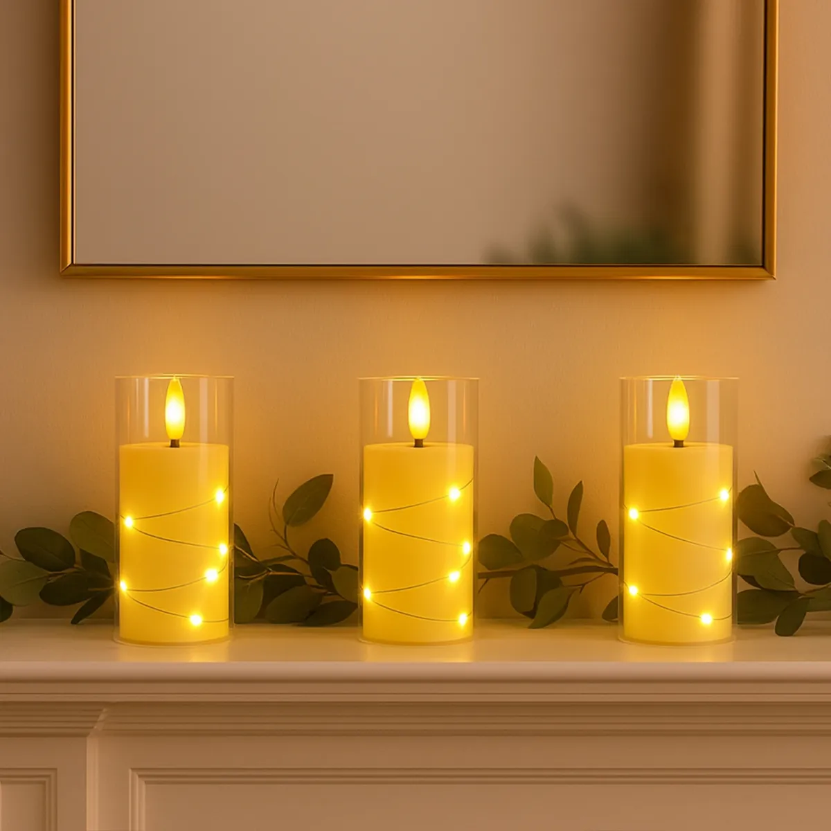 LED Pillar Candle with String Light – 6 PCS – 5×12.555CM – L090587