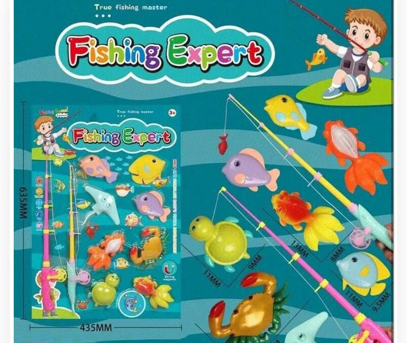 Deluxe Dual-Rod Magnetic Fishing Toy Playset ("Fishing Expert")