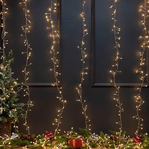 LED božićni zavjesni lampioni bakrena žica 3x3m topla bijela 31V IP44 1200LED