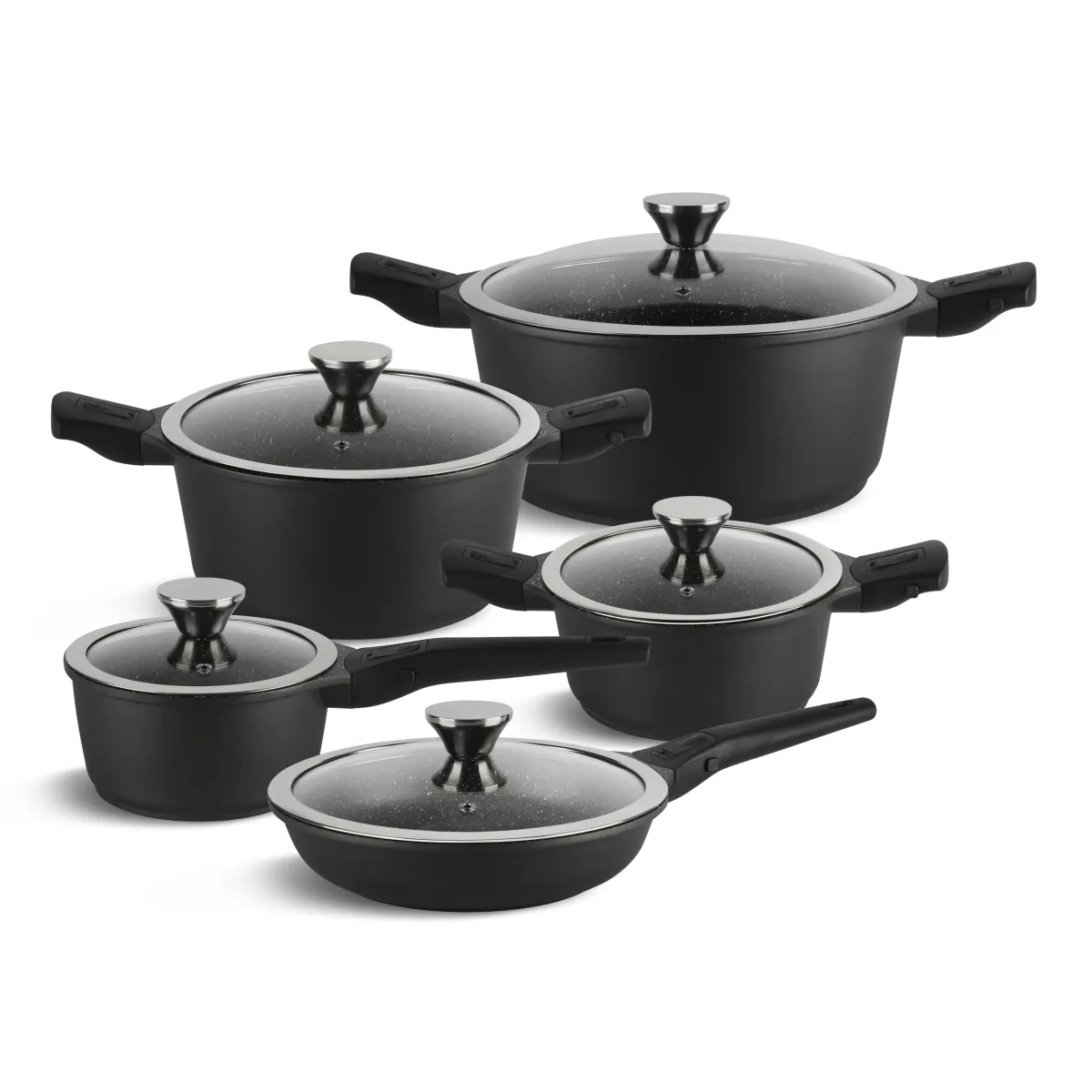 EDENBERG 10PCS COOKWARE MARBLE SET WITH DETACHEBLE SILICONE HANDLES EB-5632