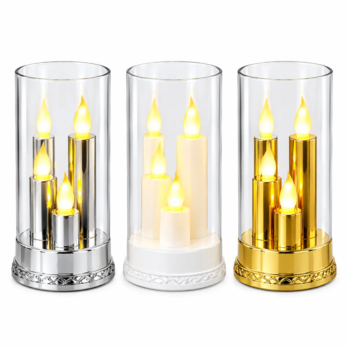 LED Christmas Decoration 8.5 × 16 cm with 3 Flames - PX- 787355