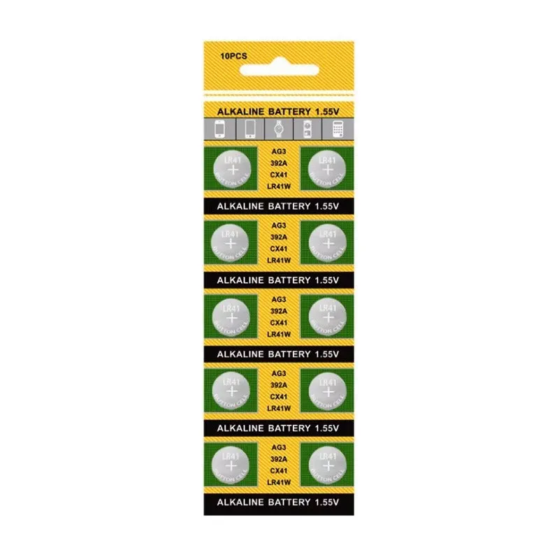 LR41 Alkaline Button Cell Batteries 1.55V - 10 Pack for Watches and Electronics KDM0027
