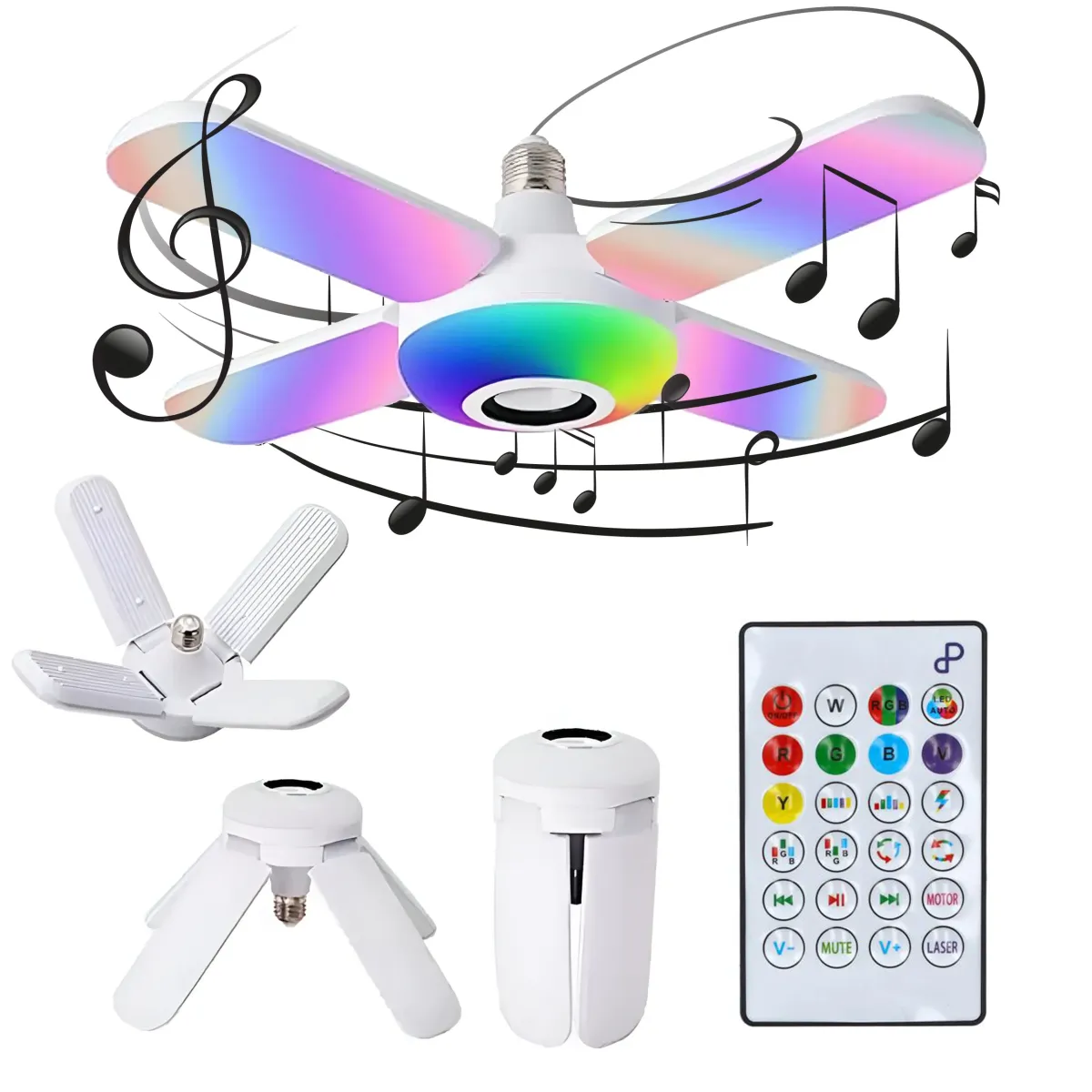 FOLDING RGB LAMP BULB WITH BLUETOOTH SPEAKER COLORFUL - RDL1118