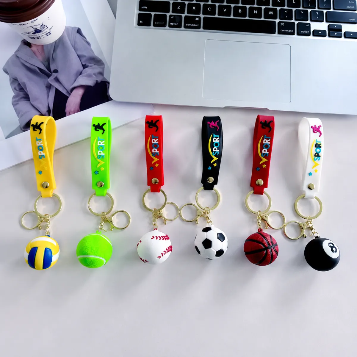Sports Ball Keychain with Printed Strap, 4 cm 789866