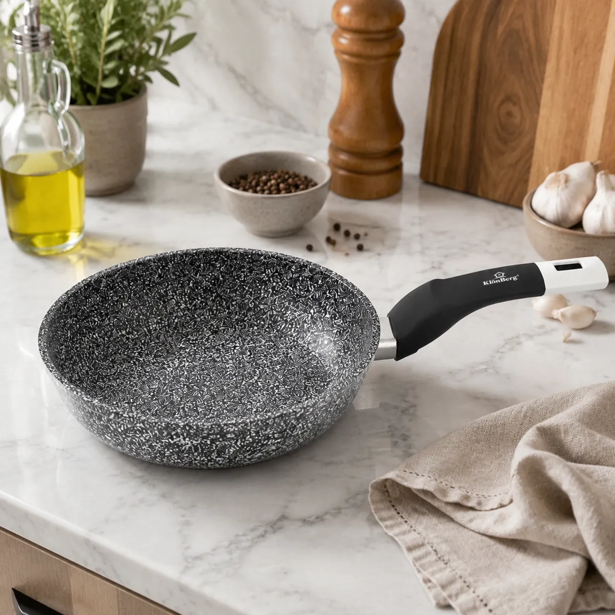 Granite Coating Frying Pan 20cm Non-Stick Pressed Aluminum Induction KB-8632