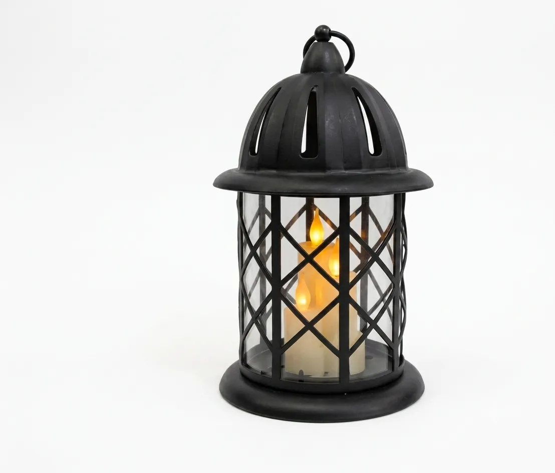 Decorative Hanging LED Lantern Black