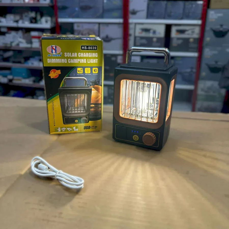 Retro Solar Dimmable Camping Lantern with USB Charging HS-8039 KDM0341
