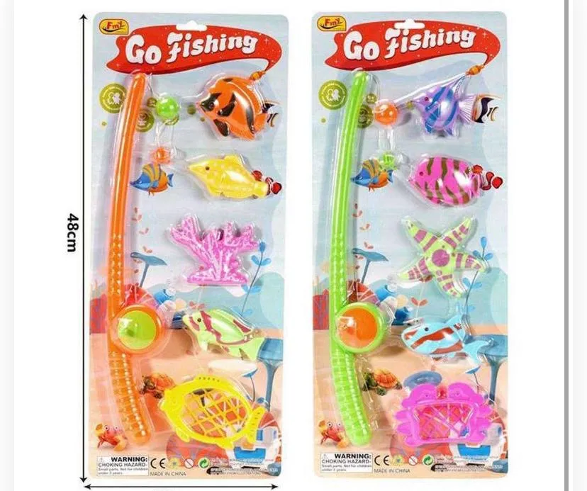 Magnetic Fishing Rod Toy Playset ("Go Fishing" Blister Card - 2 Mixed