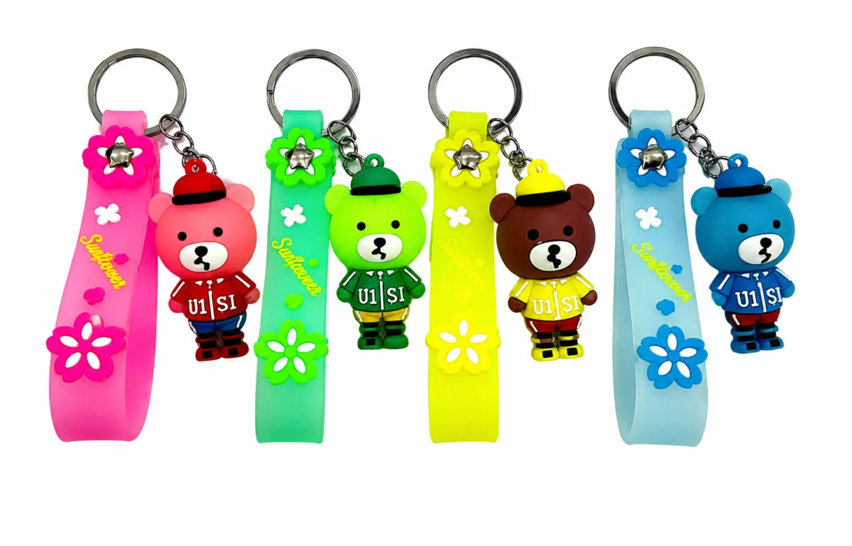 Little Bear Keychain with Colorful Strap 4 Colour Variants