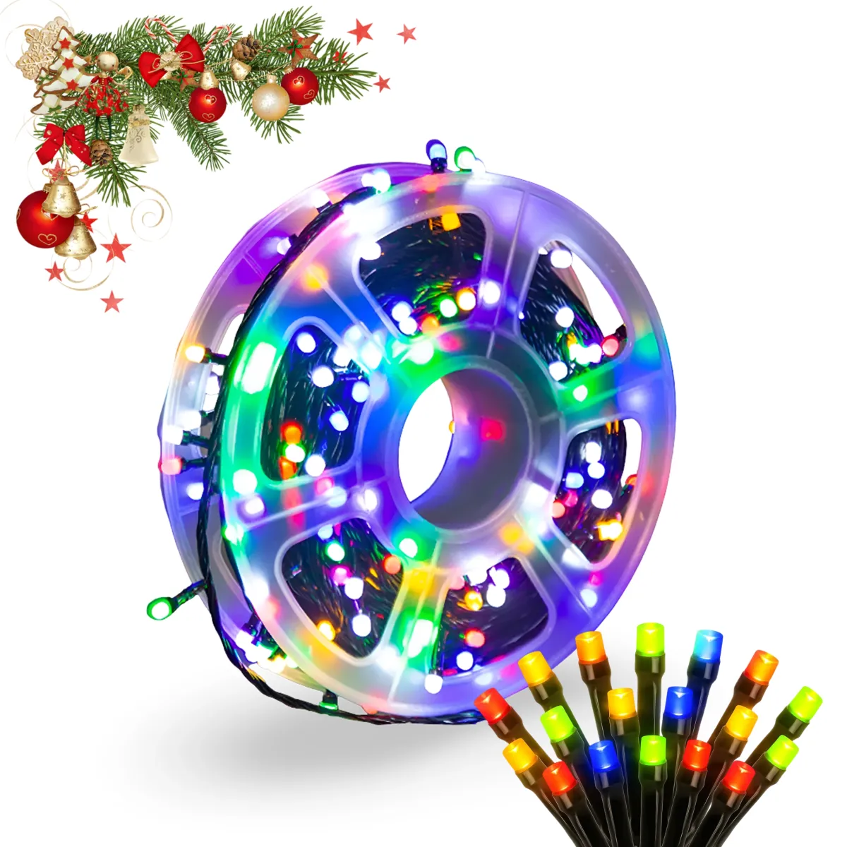 CHRISTMAS TREE LIGHTS ON A SPOOL 500 LED 50 M - MULTOCOLOR (RGB) - 8 MODE - CP1178