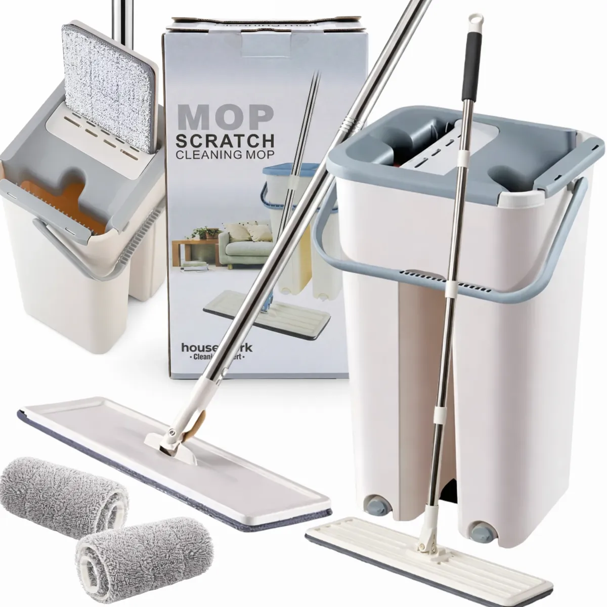 FLAT MOP WITH TWO CHAMBER BUCKET SQUEEGEE - CLA1111