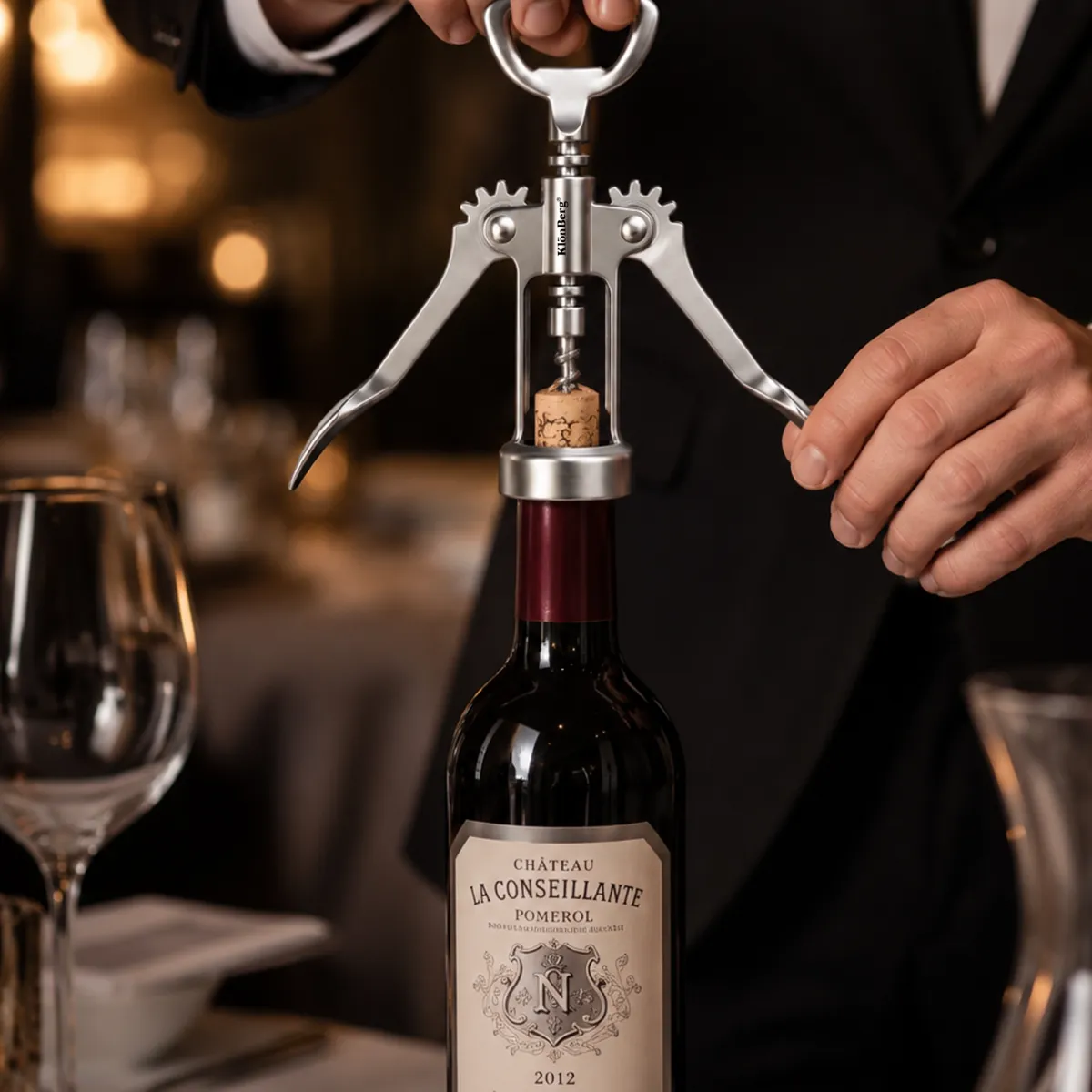 Wine Opener Winged Corkscrew with Built-In Bottle Opener