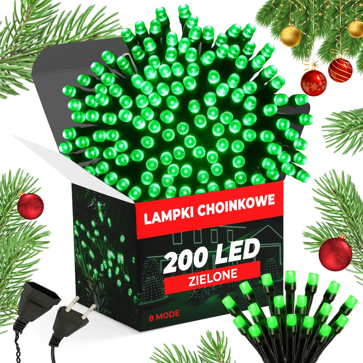 Christmas Tree Lights 200 LED - 15 M - Green - 8 Mode - L090899