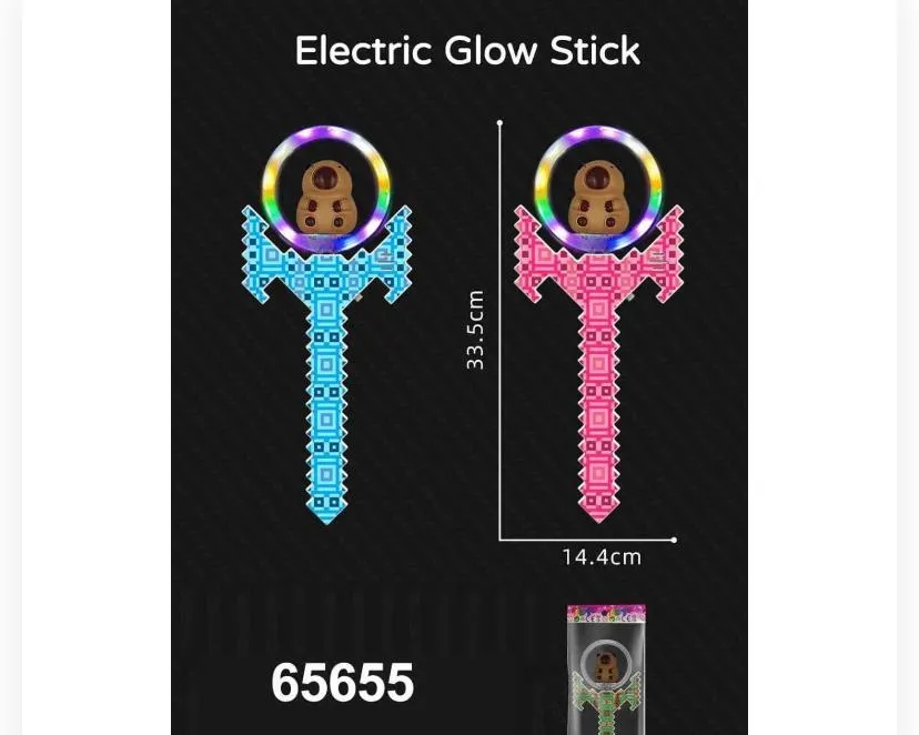 65655 Kids Pixel Electric Glow Stick Toy Wand (33.5 cm)