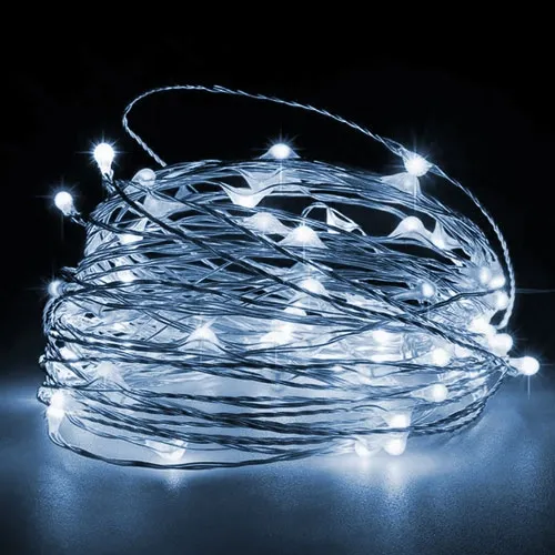 LED медна жица гирлянд 3xAA 5m бяла 50LED IP20