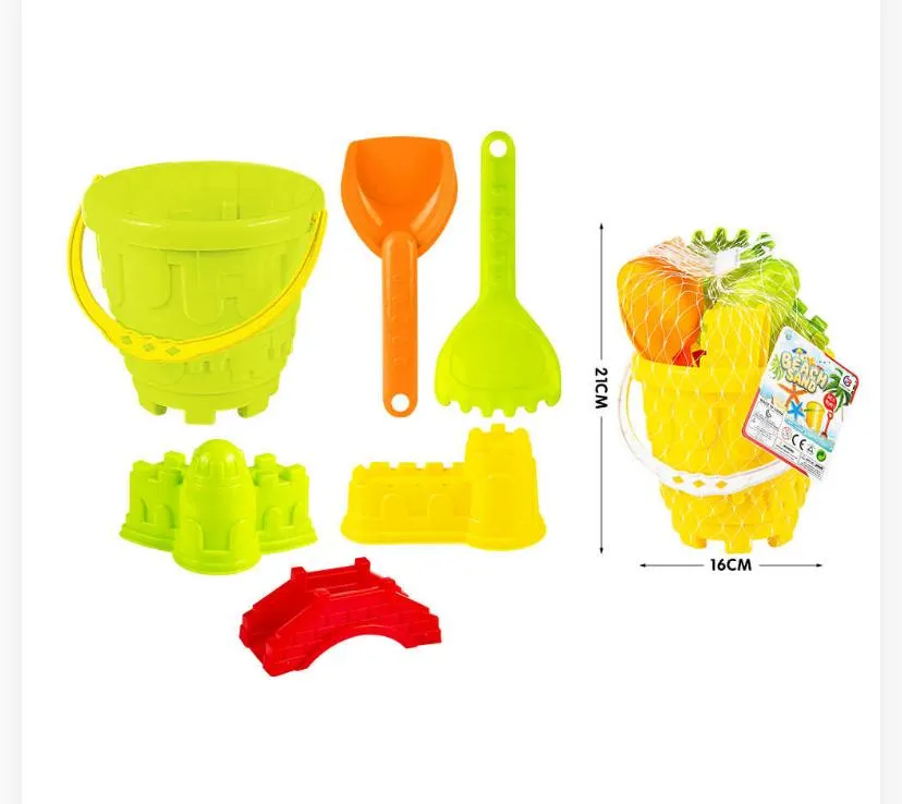 6-Piece Castle Architect Beach Bucket & Toy Set