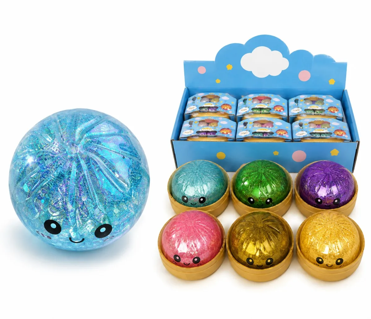 Glitter Squishy Toy 8.5 cm – Cute Baozi Stress Relief & Sensory Toy 791975