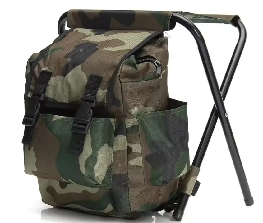 Camouflage Folding Backpack Stool 2-in-1 | Ideal for Camping and Fishing KDM0742