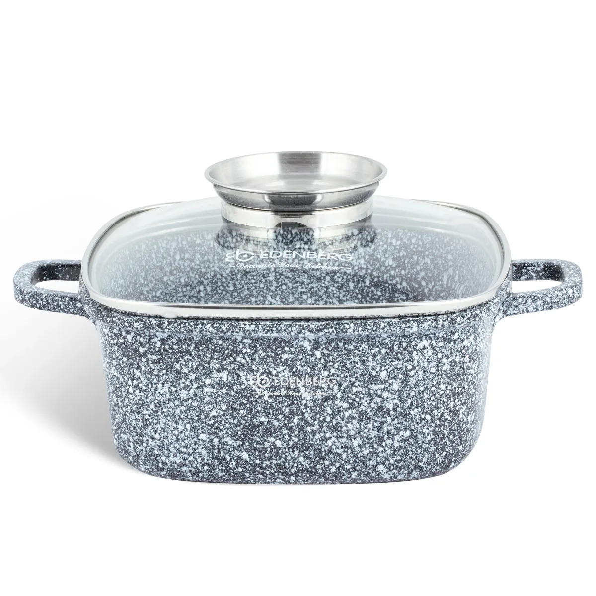 Edenberg pressed aluminum 2.8L square pot 20cm with glass lid EB-8001