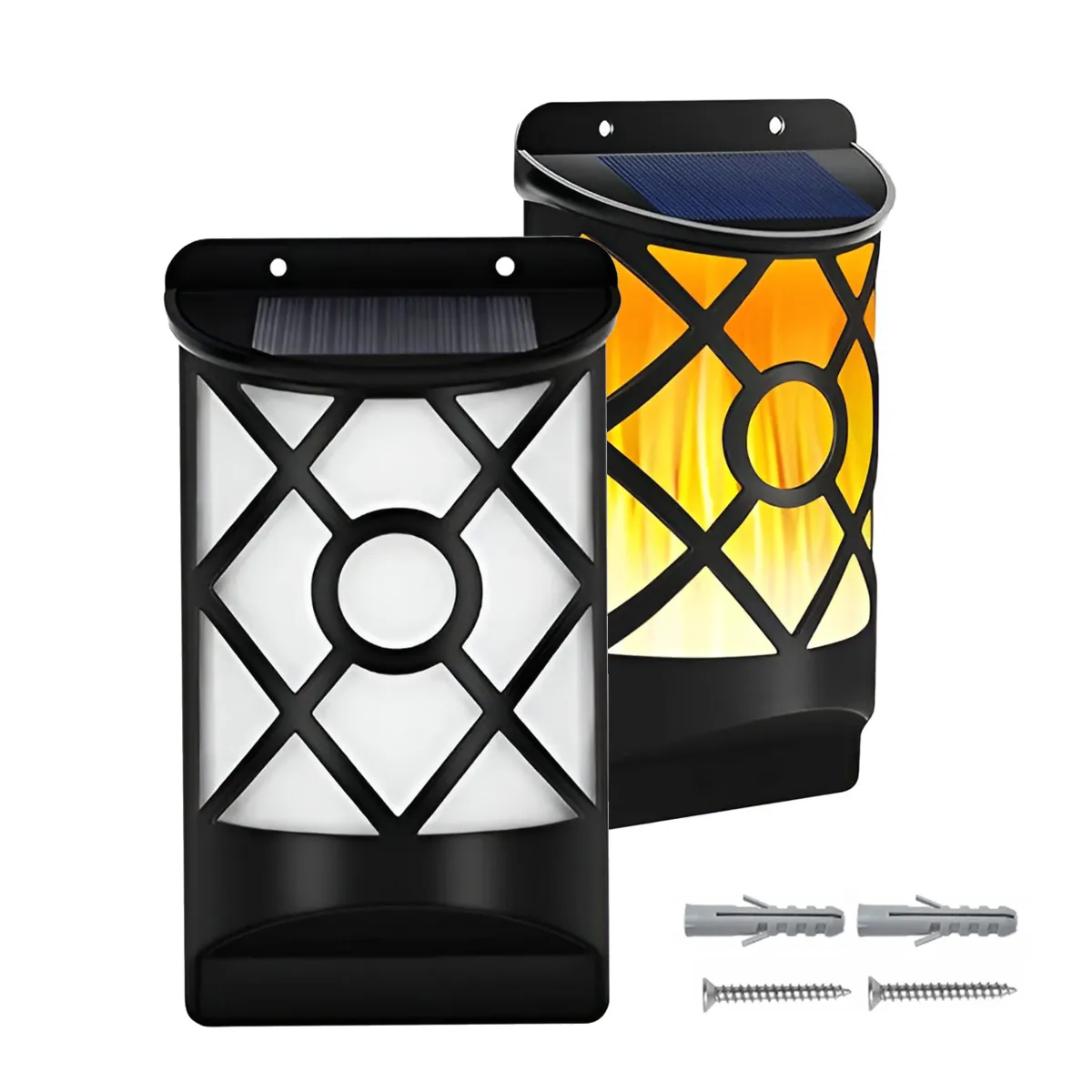 Solarne lampy ścienne z czujnikiem efekt płomienia - 2 szt. - L090306