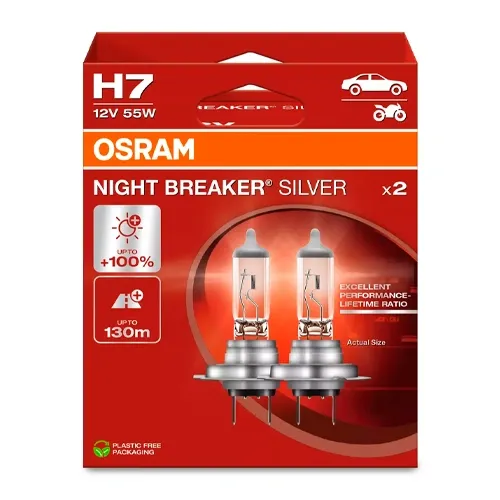 Halogen Bulb H7 55W 12V 1500Lm NIGHT BREAKER SILVER