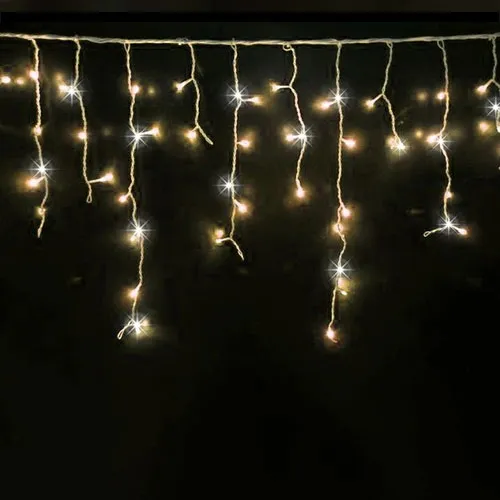 LED Christmas Icicle Lights 10x0.7m Warm White+Flash 26W IP44 432LED