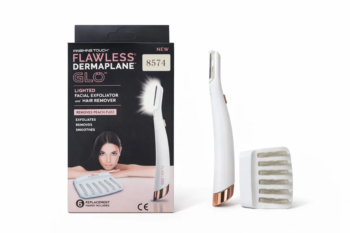 Flawless Dermaplane Glow - Lighted Facial Exfoliator and Hair Remover KDM0123