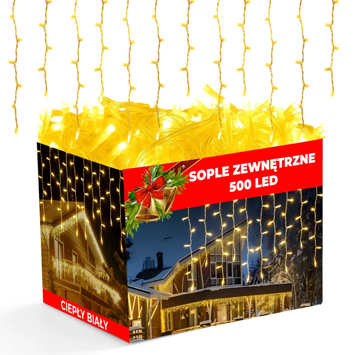 CHRISTMAS ICICLE STRING LIGHTS 500 LED 23 M - WARM WHITE - 1 MODE (FLASH) - CP1167