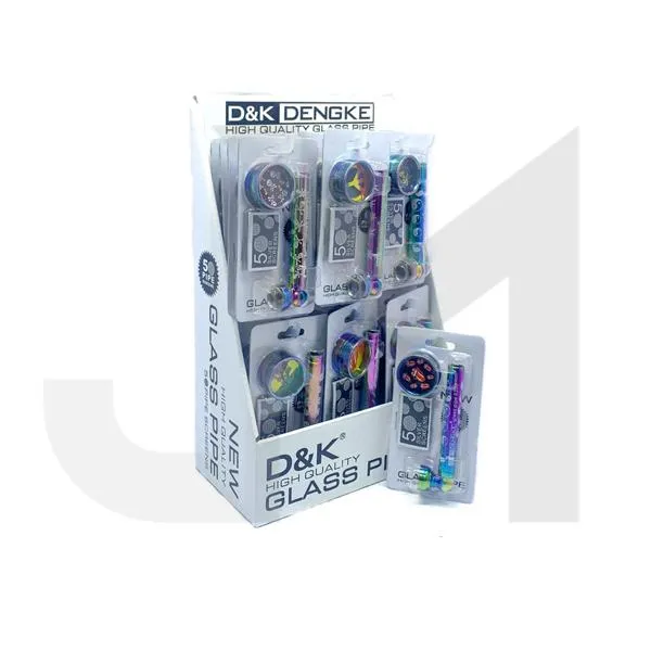 D&K Dengke Rainbow Glass Pipe Kit with Grinder and Screens