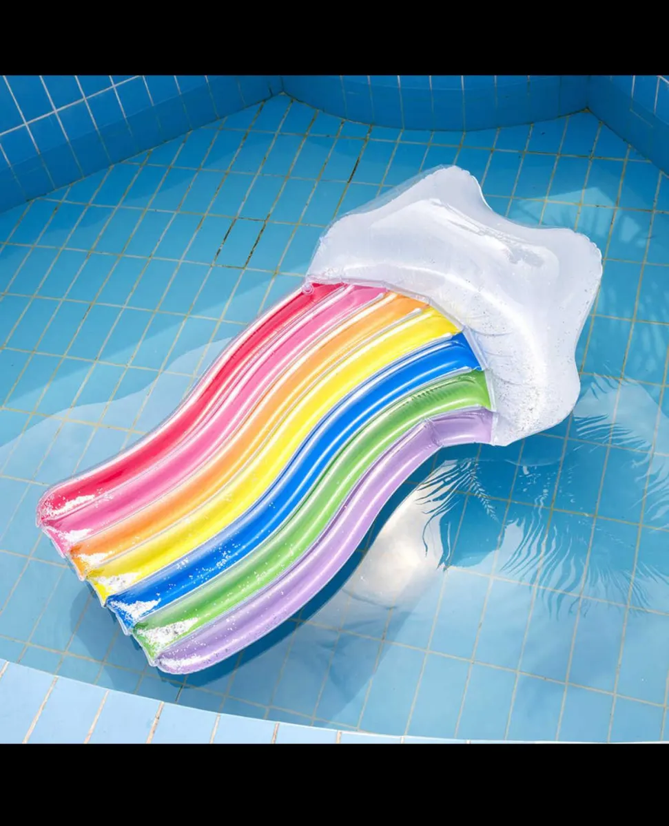 Giant Inflatable Rainbow Cloud Glitter Pool Lounger / Recliner