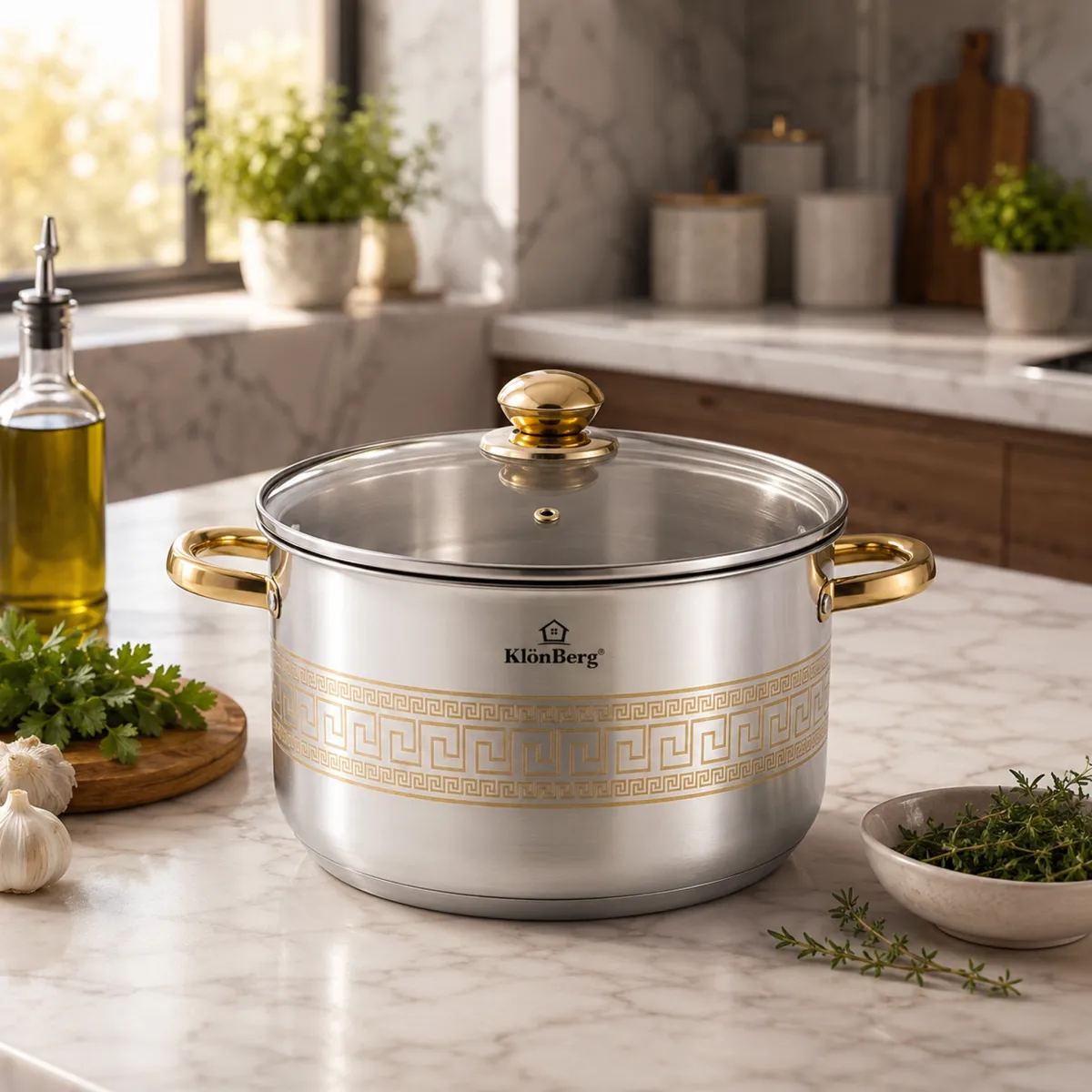Stainless Steel Stock Pot 38cm 23.8L with Glass Lid