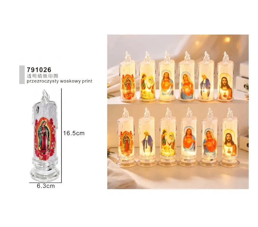 791026 Religious Flameless LED Prayer Candle with Crystal-Style Flame Tip (16.5cm)