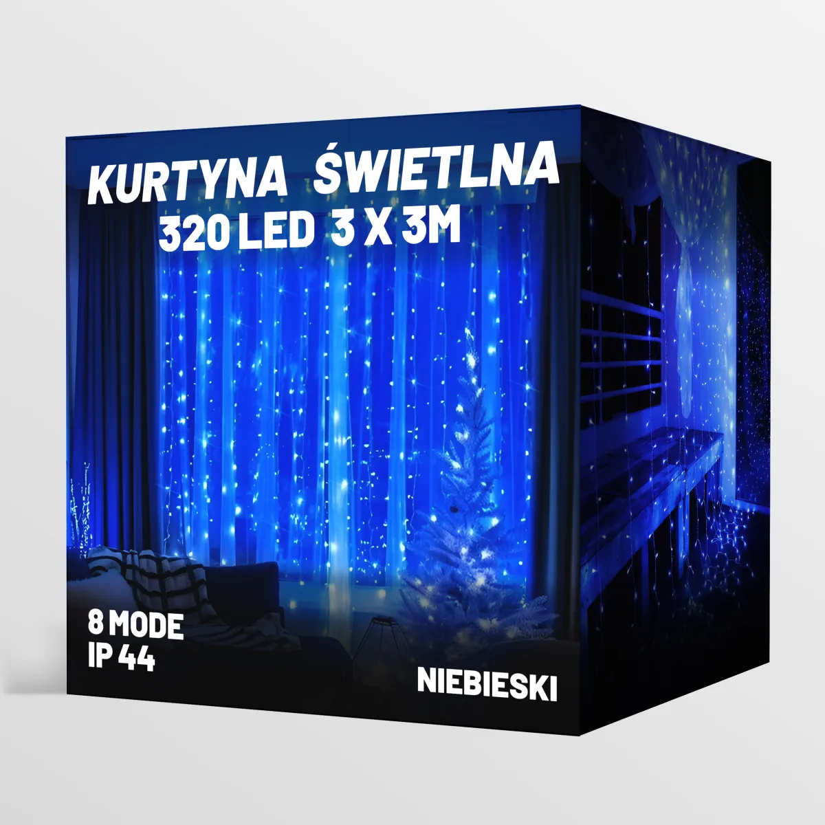 LED LIGHT CURTAIN 320 LED 3M x 3M - 8 MODE - BLUE - CP1182