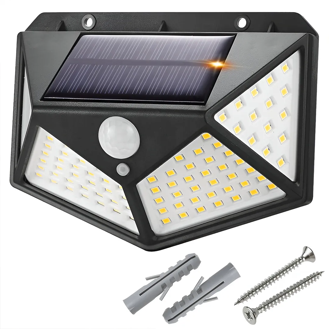 Solar bevægelsessensor 100 LED væglampe lille ME-640 8 stk
