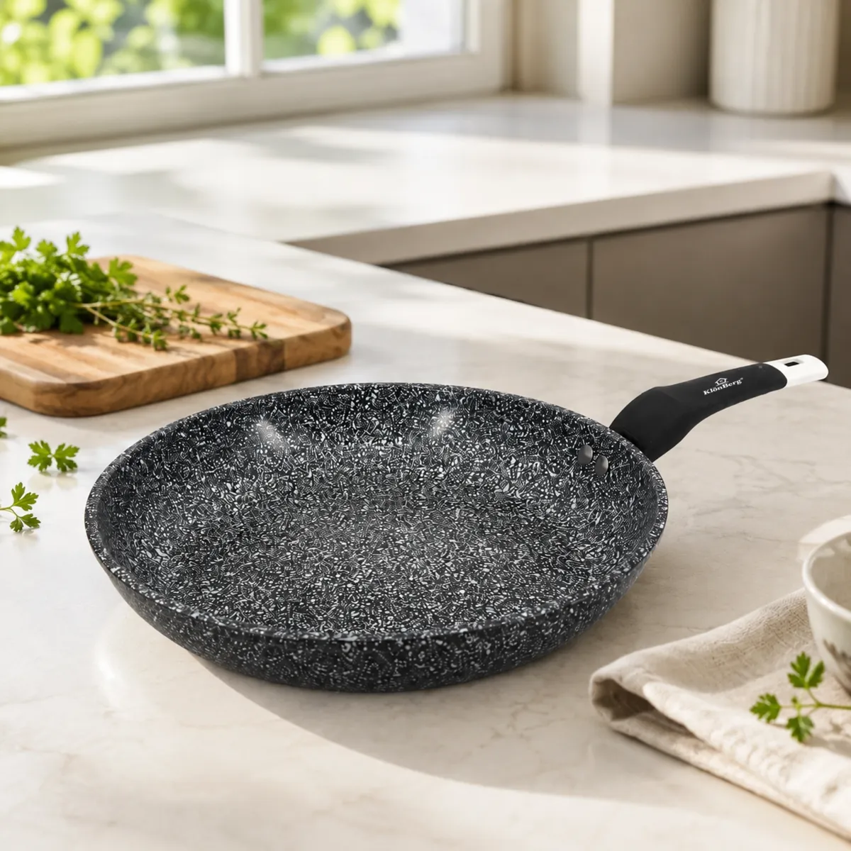 Granite Coating Frying Pan 32cm Non-Stick Pressed Aluminum Pan Induction KB-8637