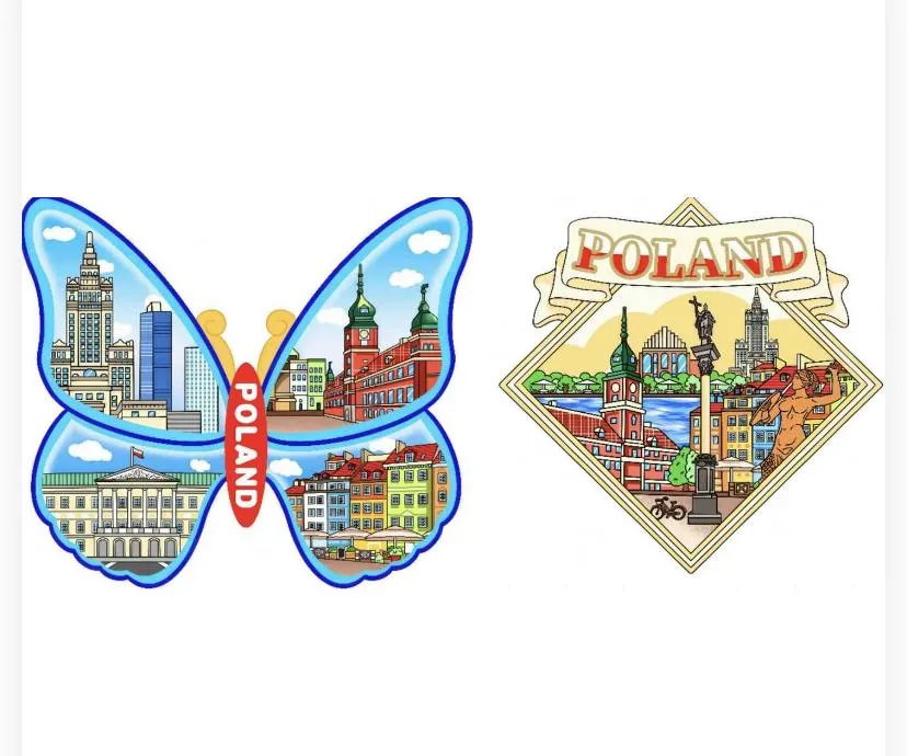 . Magnes na Lodówkę Motyl i Diament – Warszawa / Polska Souvenir Set
