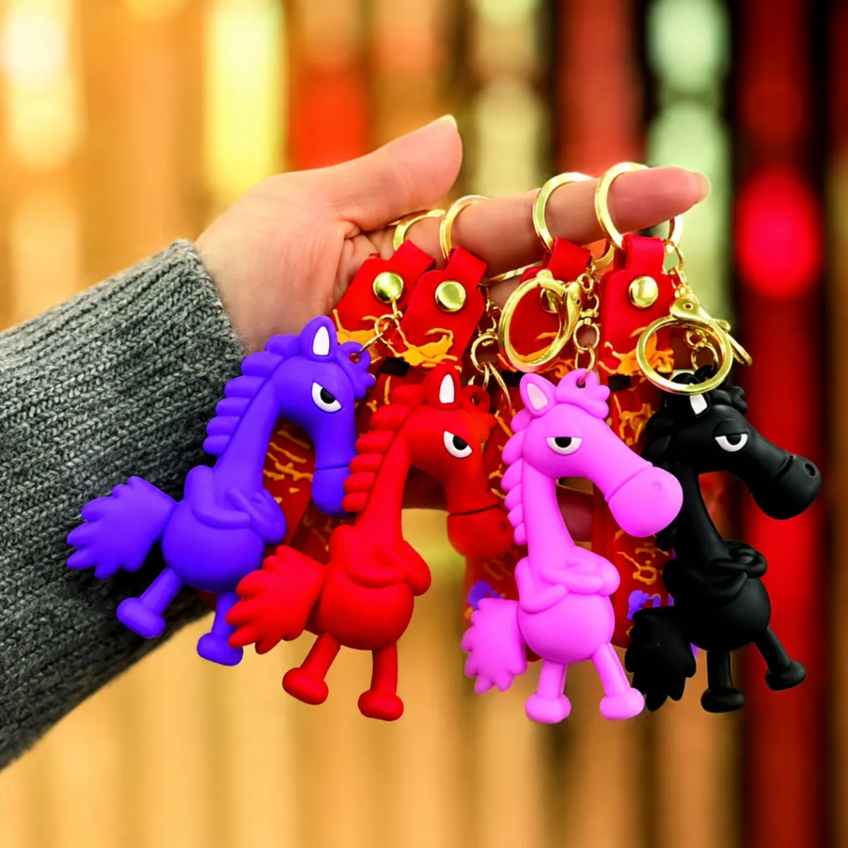 Horse Character Keychain with Metal Clasp – Assorted Colours, 7 cm, 12 Pieces 789791