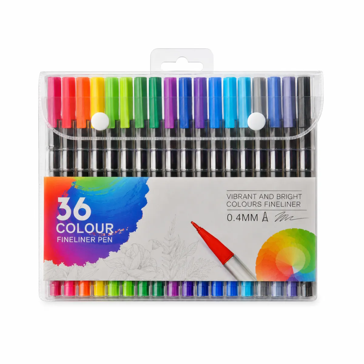 36 Colour Fineliner Pen Set - 0.4mm Vibrant Markers KDM1002