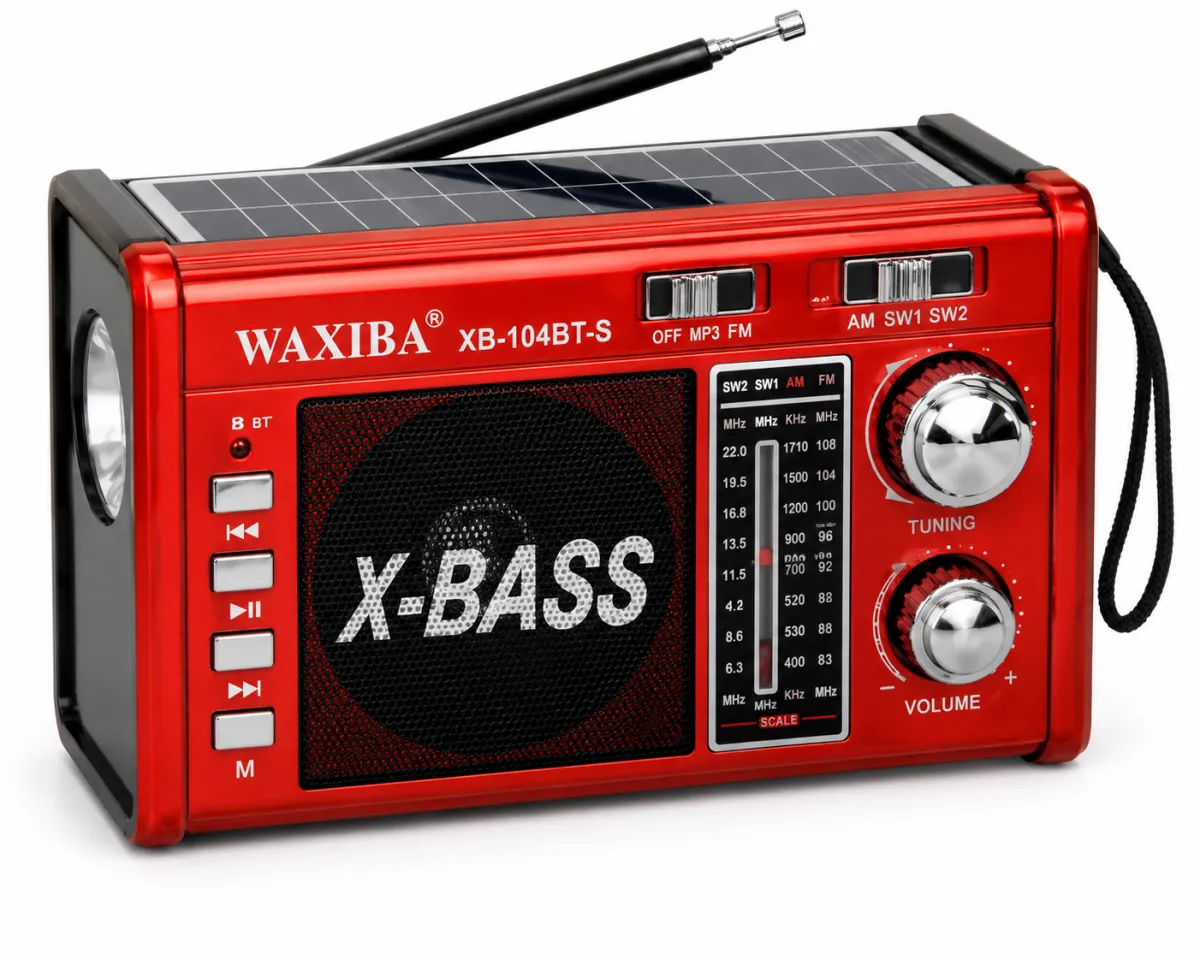 WAXIBA XB-104BT-S Portable Solar Radio with Bluetooth and Flashlight FM/AM/SW KDM0682