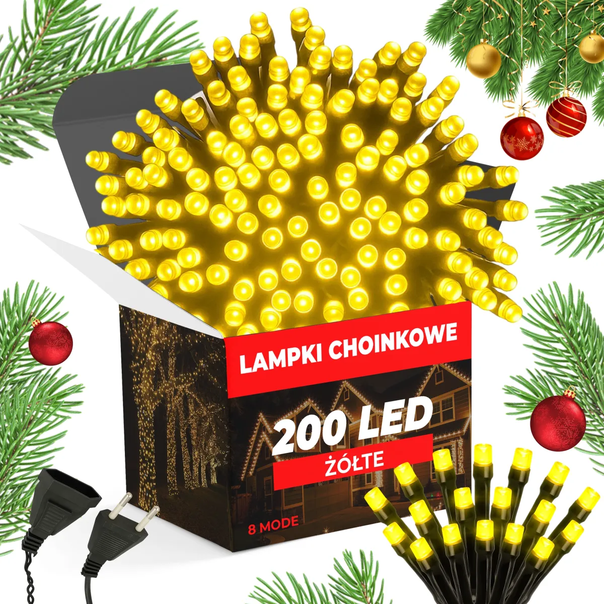 Christmas Tree Lights 200 LED - 15 M - Yellow - 8 Mode | L090900